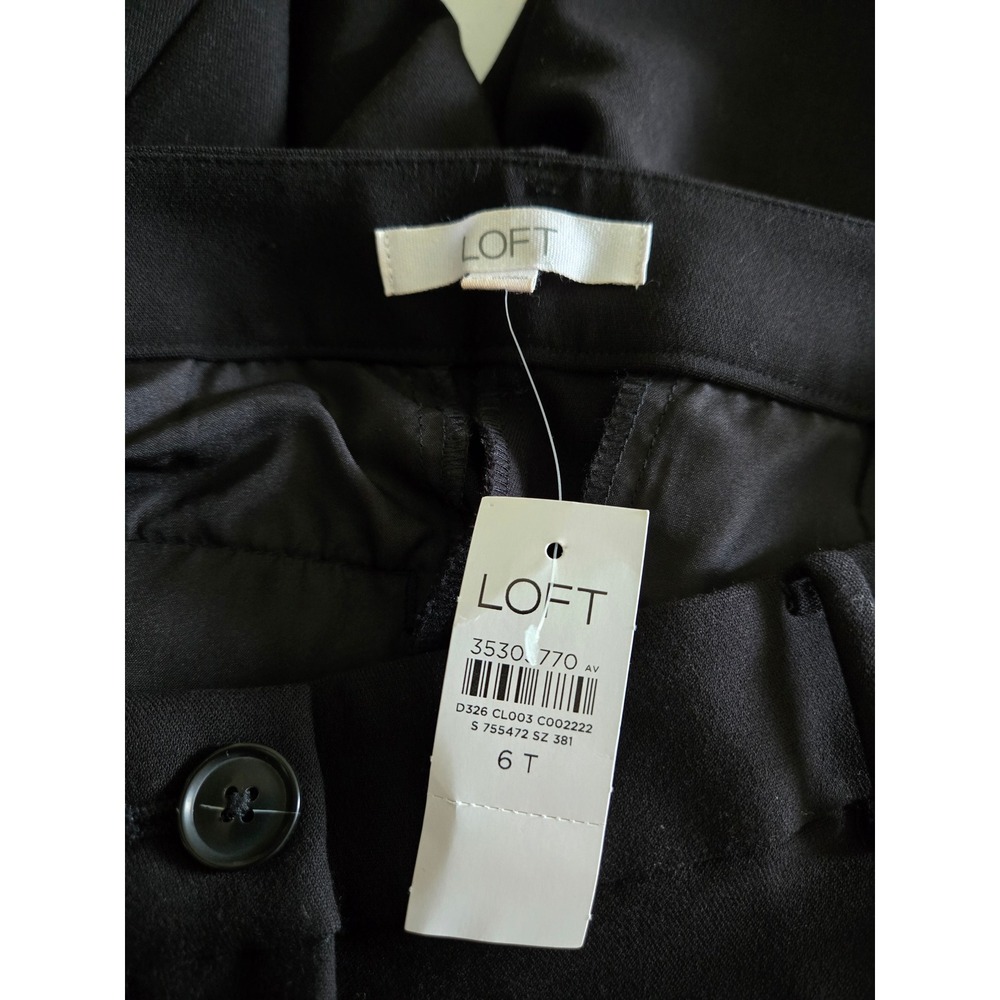 NWT LOFT Womens 6 Tall Black Wide Leg Trouser Pants Ponte Knit 755472 - Picture 4 of 10